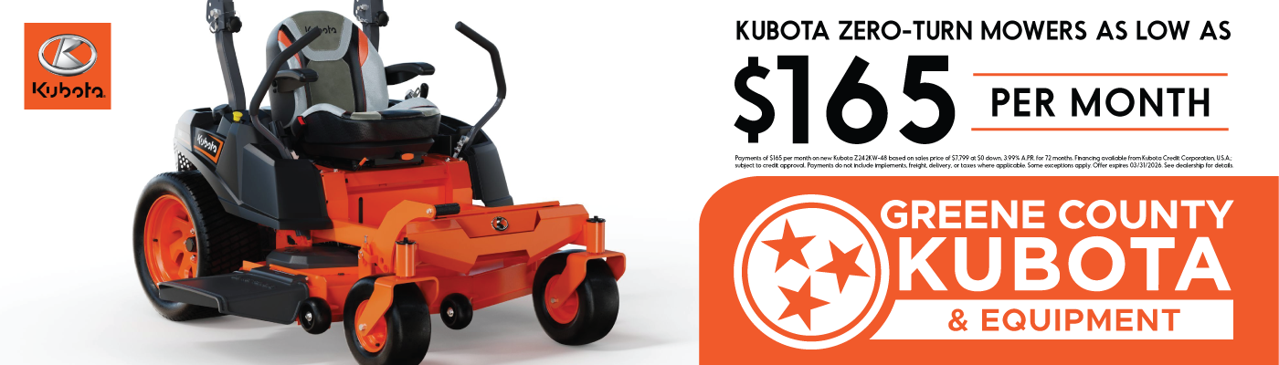 Zero-Turn | As Low As $165 / Month — Greene County Kubota